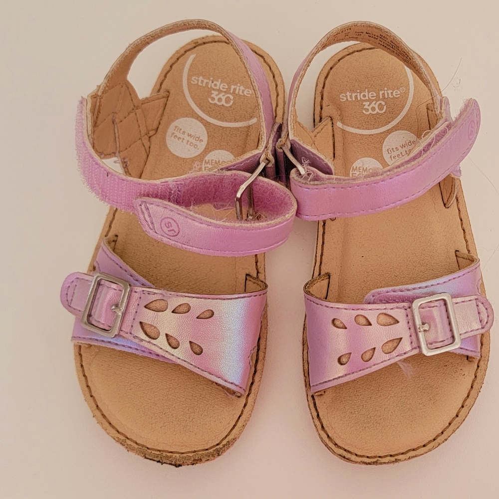 Stride Rite Pink Sandals with Adjustable Buckles and Perforated Design